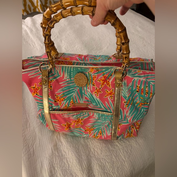 Custom Lilly Pulitzer Pink and Green Tropical Tote - Picture 8 of 8